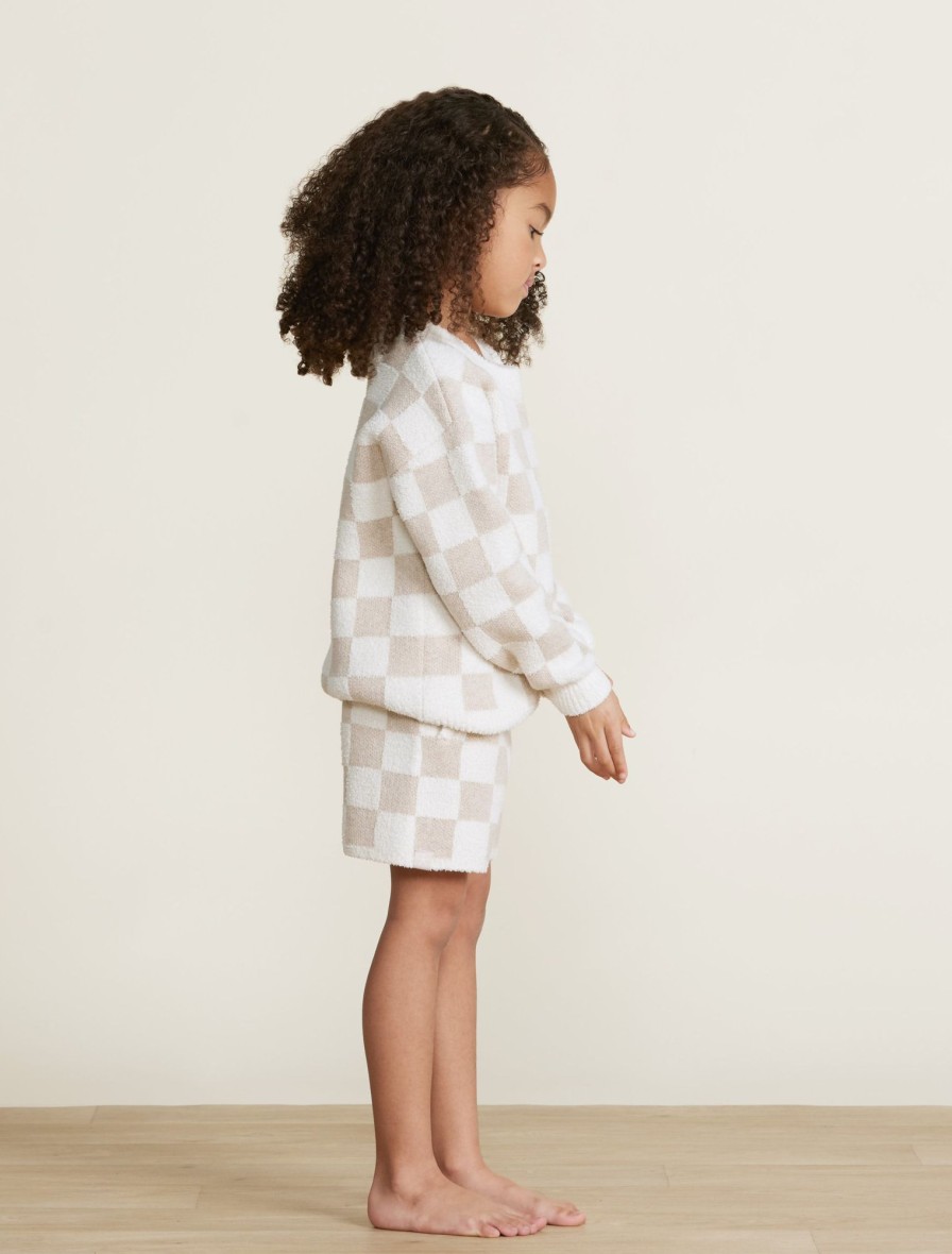 Baby + Child Barefoot Dreams | Toddler Cozychic® Cotton Checkered Short Oatmeal / Cream