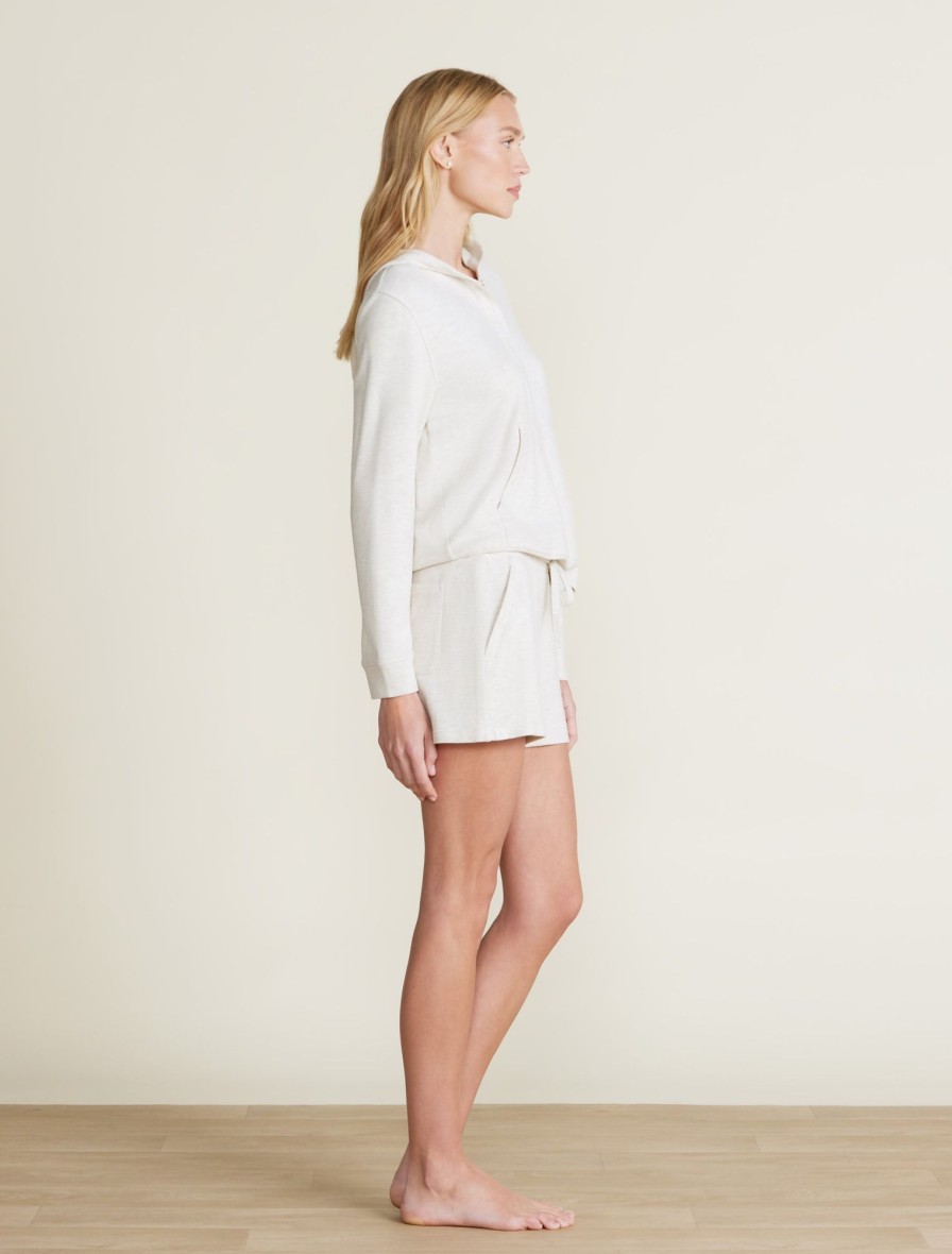 Her Barefoot Dreams | Malibu Collection® Brushed Fleece Short Heathered Stone