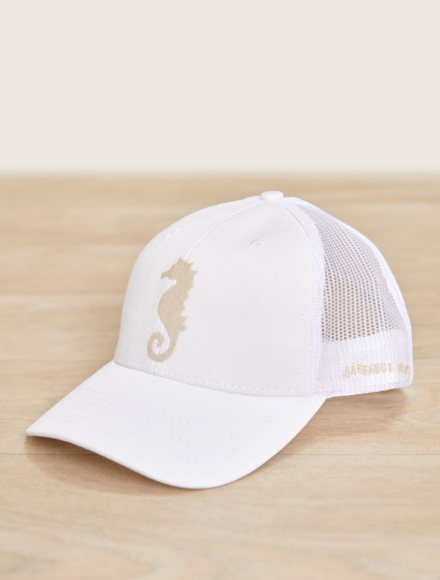 Her + Him Barefoot Dreams | Malibu Collection® Seahorse Tall Trucker Hat Off White