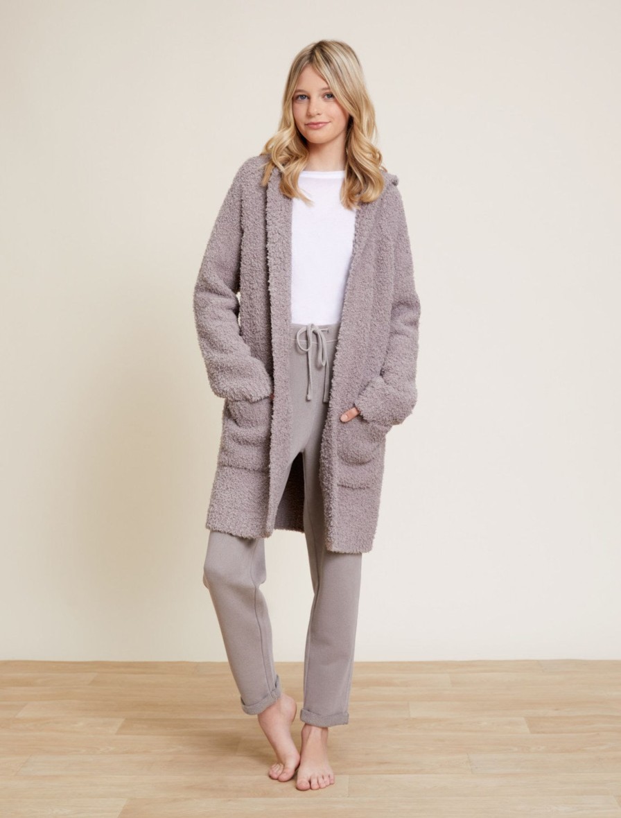 Youth Barefoot Dreams | Cozychic® Boucle Youth Hooded Long Coatigan