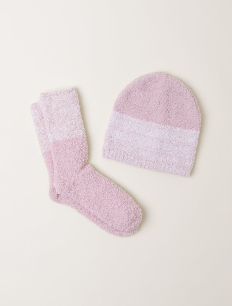 Her Barefoot Dreams | Cozychic® Heather Stripe Beanie And Sock Set