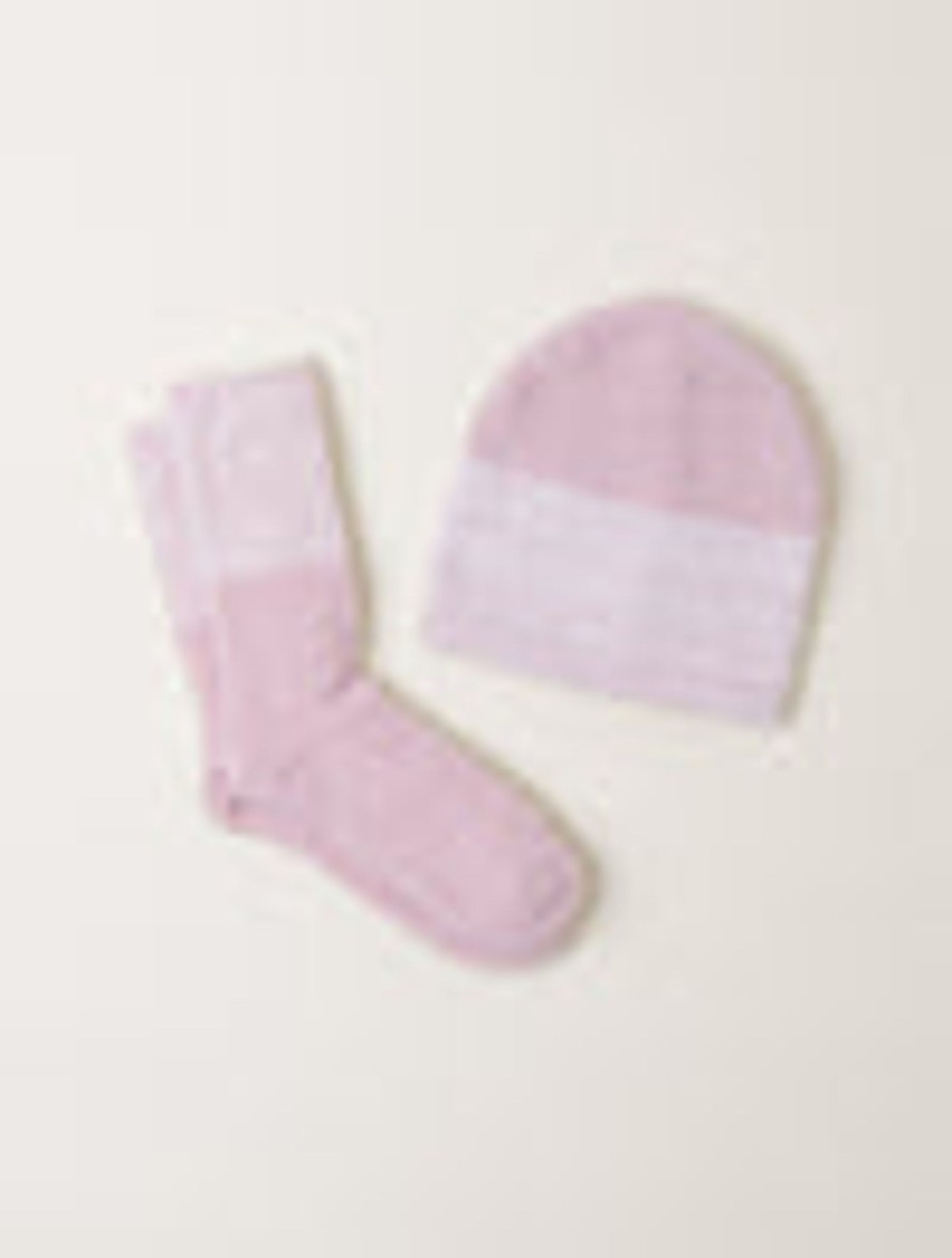 Her Barefoot Dreams | Cozychic® Heather Stripe Beanie And Sock Set