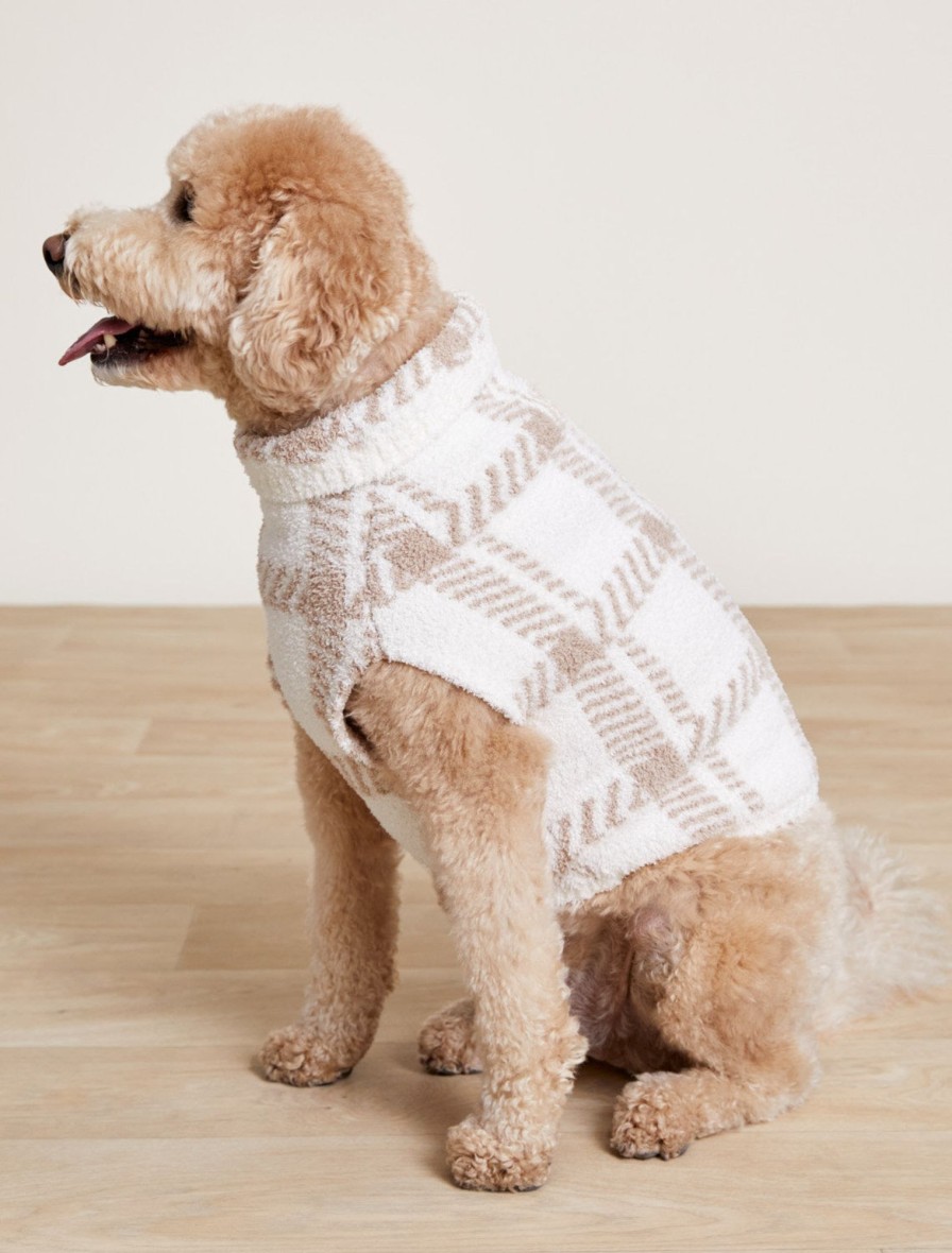 Pet Barefoot Dreams | Cozychic® Plaid Pet Sweater Pearl / Tan