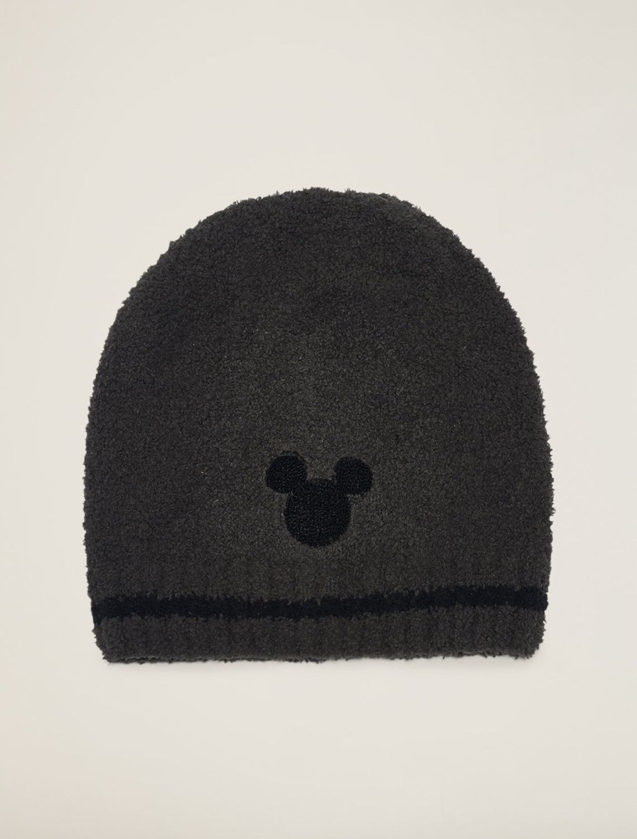 Her + Him Barefoot Dreams | Cozychic® Classic Disney Mickey Mouse Adult Beanie Cream / Carbon