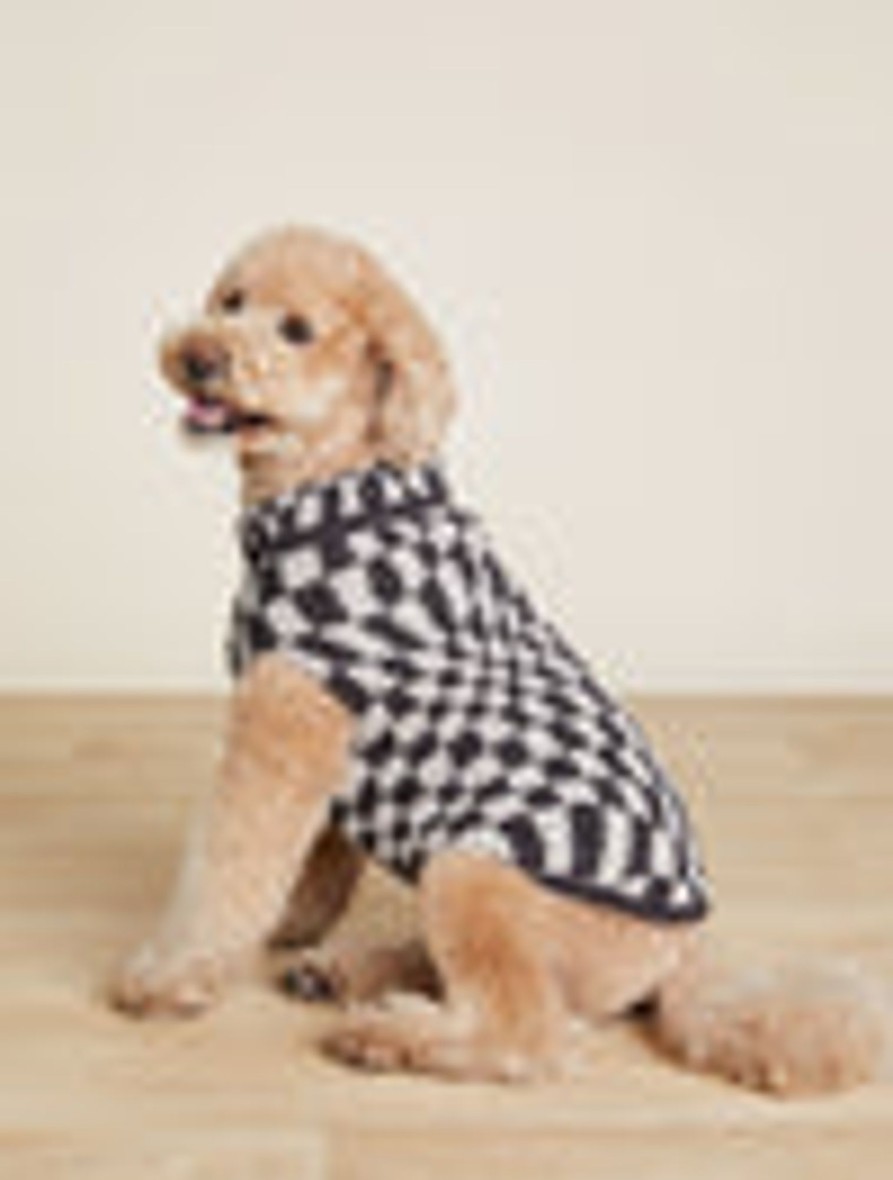 Pet Barefoot Dreams | Cozychic® Checkered Pet Sweater Carbon / Silver