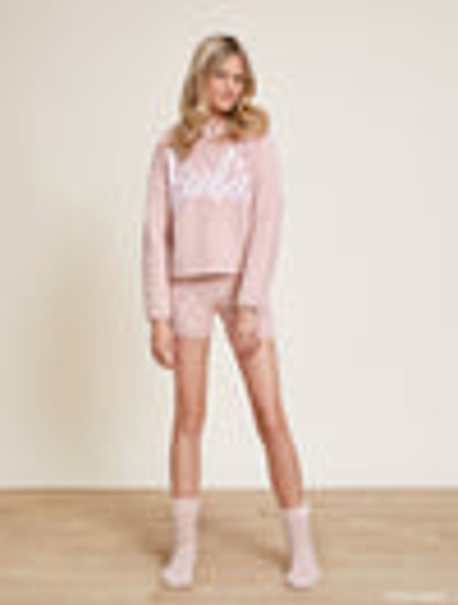 Youth Barefoot Dreams | Cozychic® Barbie Youth Hoodie Dusty Rose / White