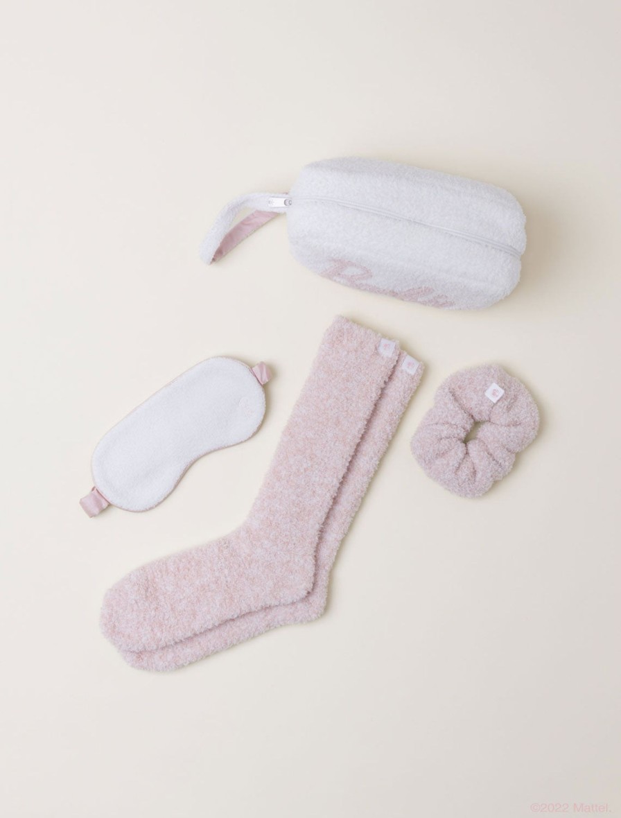 Youth Barefoot Dreams | Cozychic® Barbie Eye Mask, Scrunchie, Sock Set Sea Salt / Dusty Rose