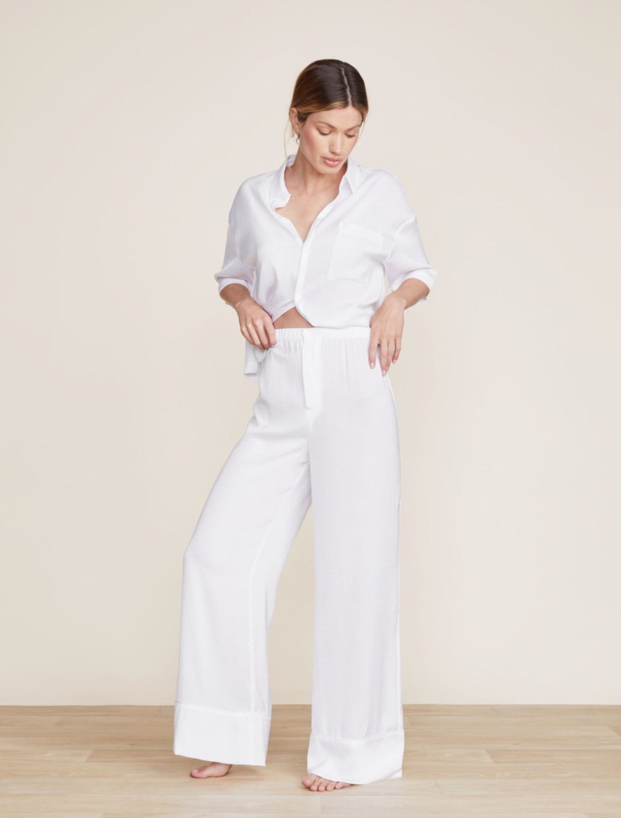 Her Barefoot Dreams | Washed Satin Piped Wide Leg Pant