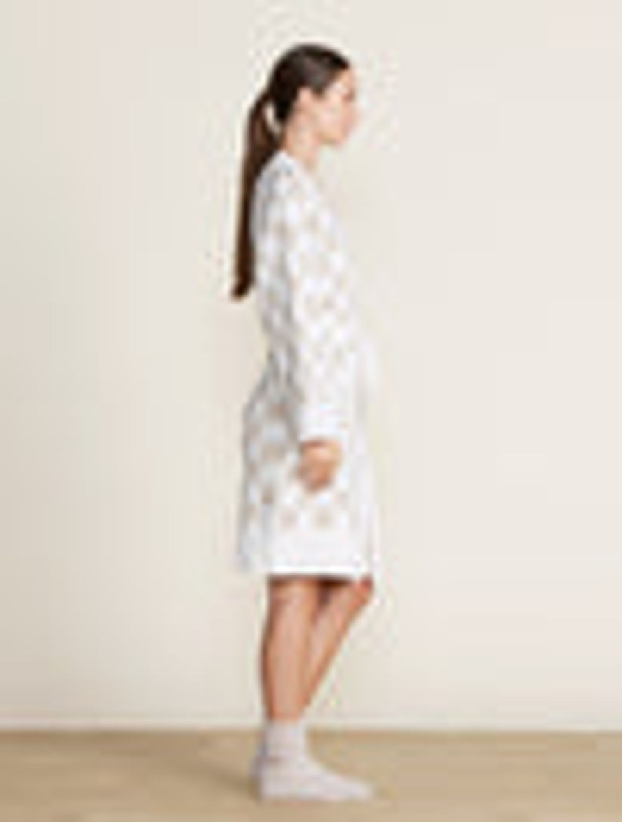 Her Barefoot Dreams | Cozychic® Cotton Checkered Robe Oatmeal / Cream