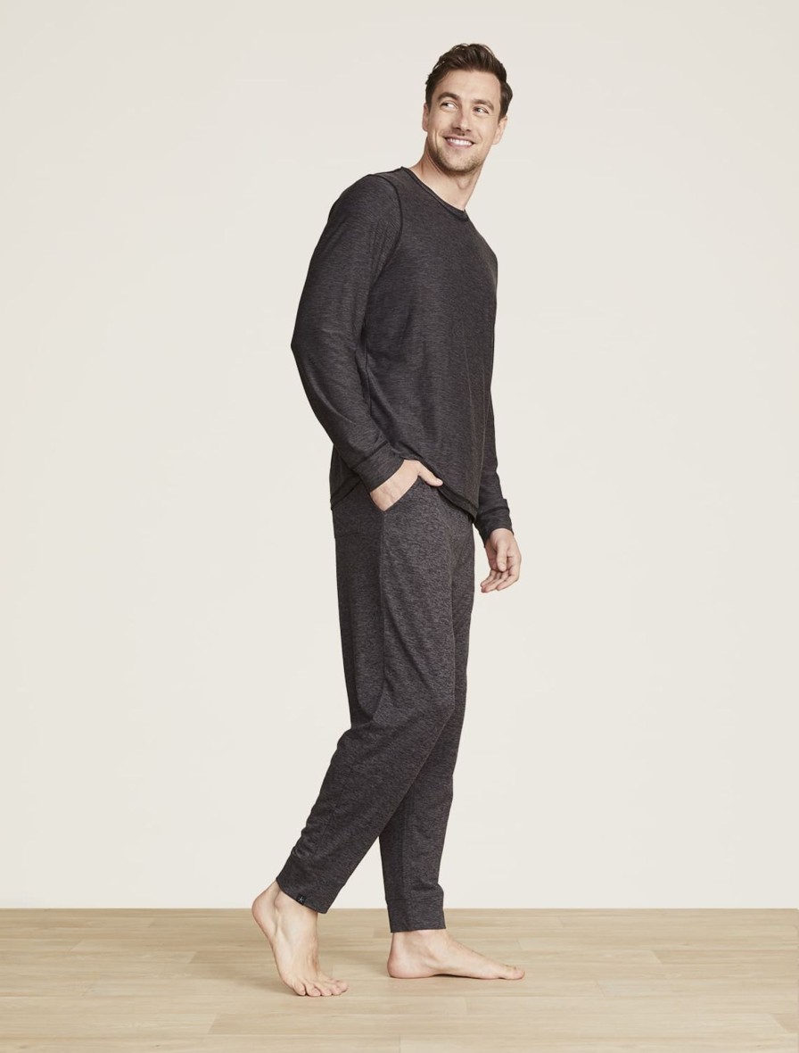 Him Barefoot Dreams | Malibu Collection® Men'S Butterchic Knit® Light Long Sleeve Tee Heathered Carbon