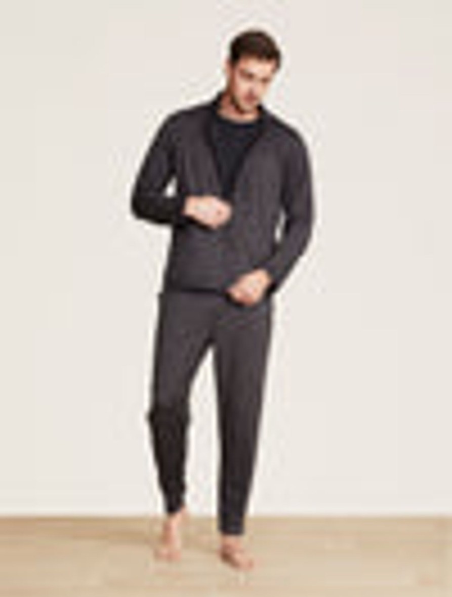 Him Barefoot Dreams | Malibu Collection® Butterchic Knit® Men'S Heavy Zip Up Heathered Carbon