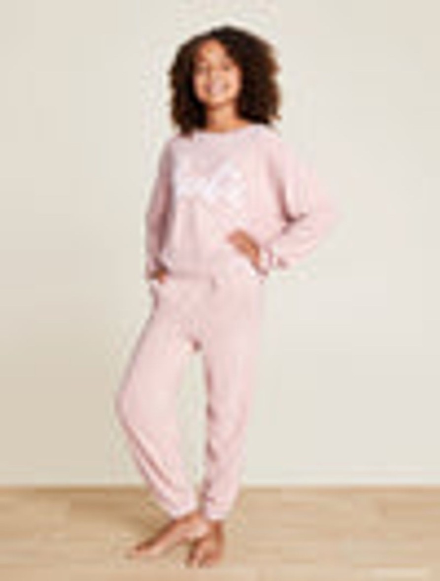 Youth Barefoot Dreams | Cozychic Ultra Lite® Youth Barbie Pullover Dusty Rose / White