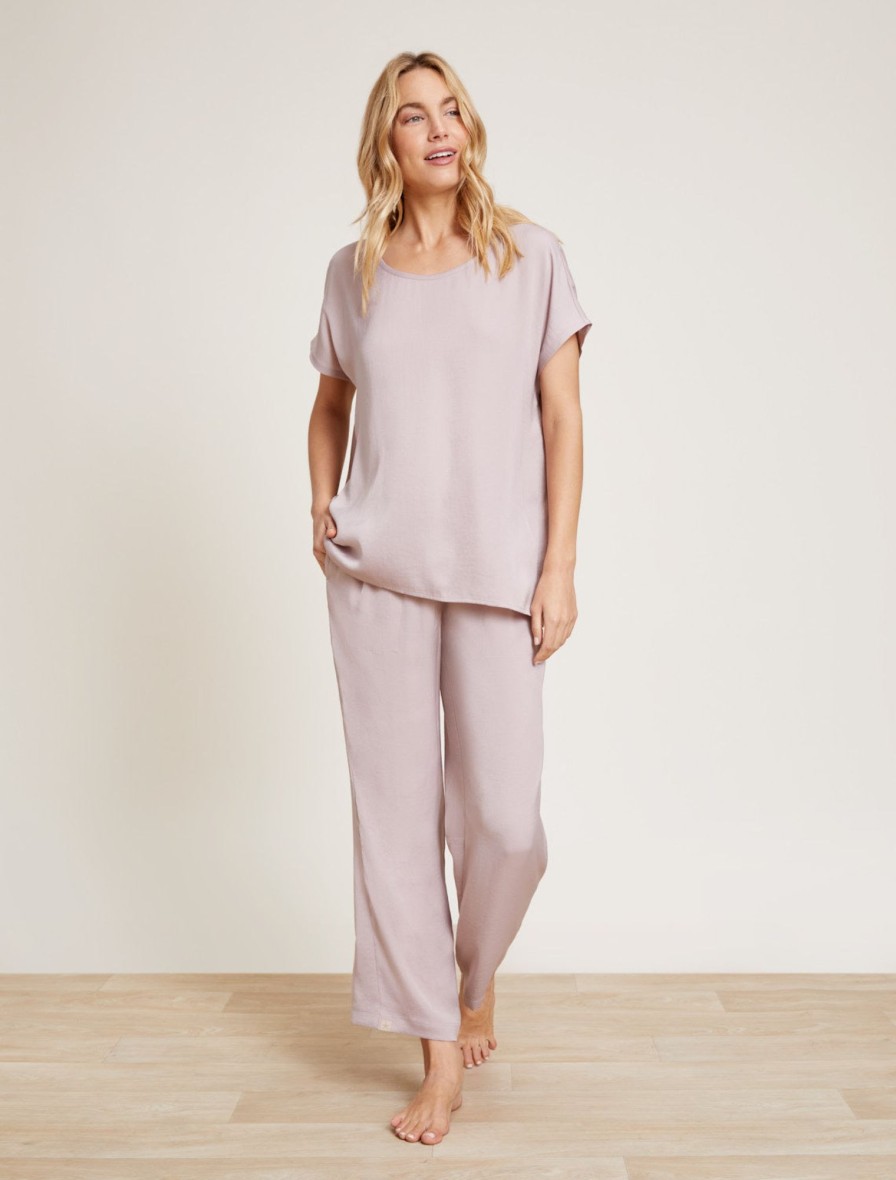 Her Barefoot Dreams | Washed Satin Tee & Cropped Pant Set