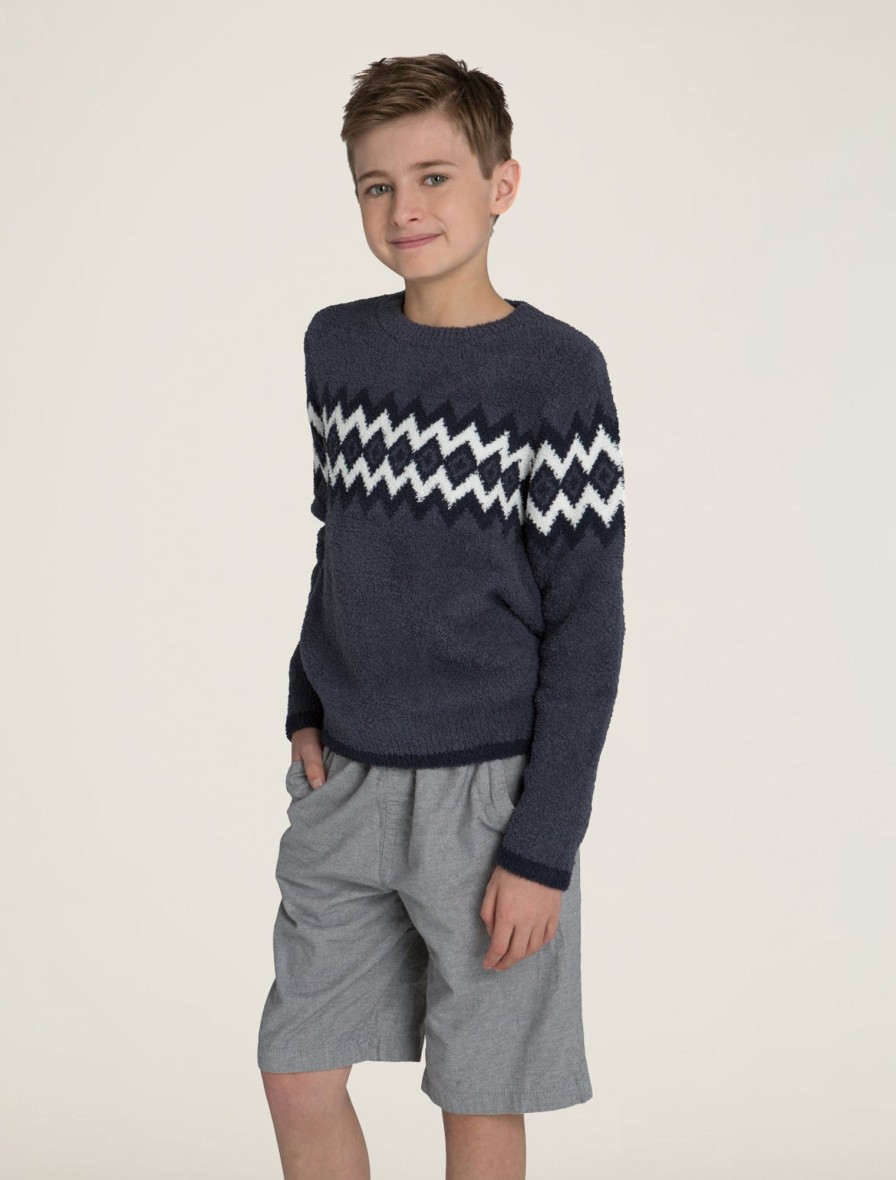 Youth Barefoot Dreams | Cozychic® Youth Boys Nordic Pullover Pacific Blue Multi