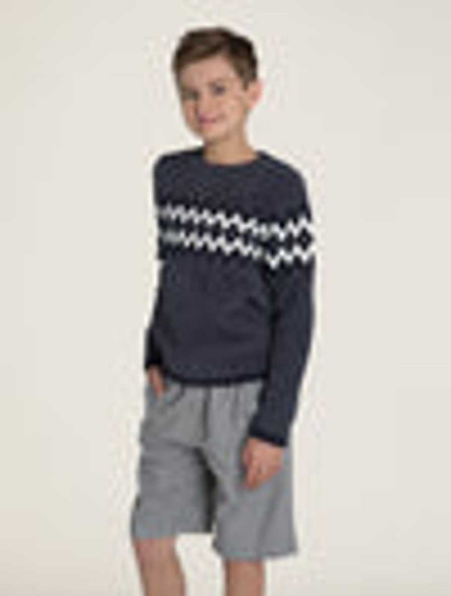 Youth Barefoot Dreams | Cozychic® Youth Boys Nordic Pullover Pacific Blue Multi